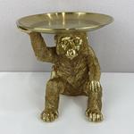 TABLE DECORATIVE, GORILLA WITH A TRAY, GOLD,16.5x15x17cm