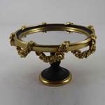 TRAY WITH LEG, WITH MIRROR,  POLYRESIN, BLACK & GOLD, 19.5x19.5x11cm