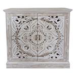 CONSOLE, WOODEN, WHITE, 2 DOORS WITH DESIGN, 90.5x31x90.5cm