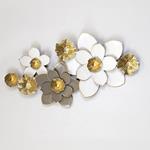 WALL DECOR, METALLIC,  FLOWERS, GOLD & GREY, 90.8x48.3x7.0cm