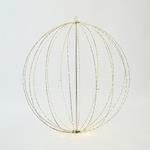 SILVER METAL BALL LIGHTED 80cm, 640 MINI LED, ADAPTOR STEADY, SILVER COPPER WIRE, WARM WHITE LED, LEAD WIRE 3m, IP44