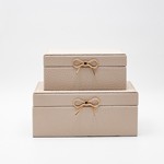 S/2 DECORATIVE BOX, WOODEN, BEIGE, 25x15x11, 20x12x9cm