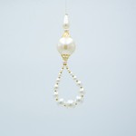 ORNAMENT WITH PEARLS, WHITE AND GOLD, 5x14cm
