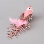 BIRD PINK, WITH GLITTER, FEATHERS AND VELVET, 29cm