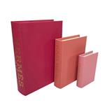 DECORATIVE BOOK BOX, WOODEN, RED, PINK, LIIGHT RED,, SET 3PCS, 30x21.5x6 , 23x17x4.5, 16x11x3cm