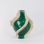 VASE, CERAMIC, GREEN-WHITE, 24x24x32cm