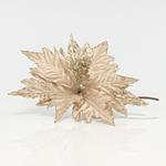 POINSETTIA, LIGHT GOLD WITH GOLD DETAILS, 25cm