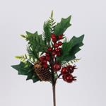 ΚΛΑΔΙ ΜΕ ΚΟΚΚΙΝΑ BERRIES ΚΑΙ ΡΟΔΙΑ, 33cm
