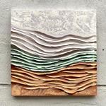 CANVAS  PAINTING, WAVES, WHITE, LIGHT GREEN & LIGHT  BROWN, 60x60x2.3cm