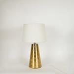 TABLE LAMP, WITH  LINEN  SHADE, METAL, GOLD-WHITE, 50.5x30cm
