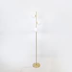 FLOOR LAMP, METAL-WHITE GLASS, WHITE-GOLD, 25x152cm