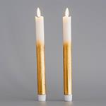 BATTERY OPERATED CANDLE, WITH MOVING FLAME, GOLD SET 2 PCS, 2,2x24cm