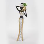 DECORATIVE FIGURE, FEMALE  WITH VASE, WITH FLOWER,13x7.5x39.5cm