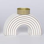 CANDLE HOLDER, WOODEN, WHITE, ARCHED, 15x5.50x10.50cm