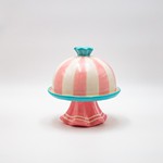 CAKE STAND WITH LID, CANDY PINK, DECORATIVE, 17.5x17.5cm
