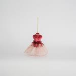 VELVET HANGING DREES WITH TULLE, PINK-BURGUNDY, 17x15x4cm