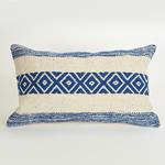 CUSHION,  WITH  FILLER, COTTON- WOVEN, WHITE- BLUE, 30x50cm