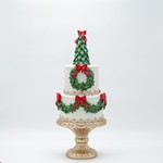 POLYRESIN CAKE, WITH CHRISTMAS TREE, 16.5x16.5x41.5cm