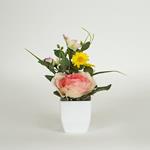 MIX FLOWERS IN A POT, YELLOW-PINK, 17cm