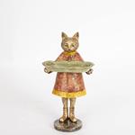 TABLE DECORATIVE CAT, POLYRESIN, RED DRESS, 1 POSITION, 14.5x14.5x27cm