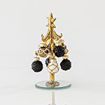 GLASS DECORATIVE TREE, GOLD WITH BLACK, 6,2x13,5cm