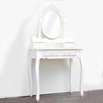 BOUDOIR WITH MIRROR, WOODEN, WHITE, 2 DRAWERS WITH DESIGN, 75x40x71cm
