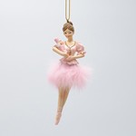 POLYRESIN HANGING ORNAMENT, BALLERINA WITH NUTCRACKER, PINK, 4x12.5cm