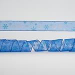 TRANSPARENT BLUE RIBBON, WITH SNOWFLAKES, 6,35cm, 10Y