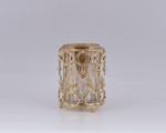 CANDLE HOLDER GLASS WITH METALLIC ACCENTS GOLD 12x17cm