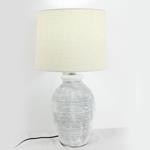 TABLE LAMP, WITH  ECRU SHADE,  CERAMIC,  WHITE, 18x52cm
