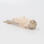 BIRD, CHAMPAGNE, WITH FEATHERS AND GLITTER, 24x5x6,5cm