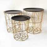 S/3 SIDE TABLE METAL GOLD-BLACK 40x45cm/ 35x40cm/ 30x35cm