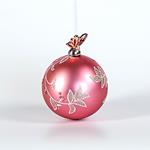 GLASS BALL, DUSTY PINK WITH PORCELAIN BUTTERFLY, 10cm, PCS 1