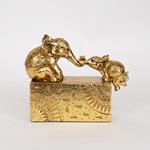 TABLE DECORATIVE, ELEPHANTS, GOLD, 22.5x6.5x17.5cm