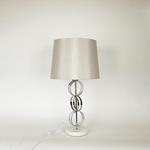 TABLE LAMP,  WITH  LINEN  SHADE, MARBLE- METAL, WHITE- SILVER- GREY, 60x33cm