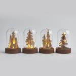 DISPLAY BOX, GLASS LIGHTED DOME,WARM WHITE, BATTERY OPERATED, 4 DESIGNS, 5,5*8,5cm, 12PCS