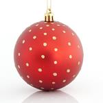 RED BALL WITH GOLD DECORATION, PLASTIC, SET 6PCS, 8cm