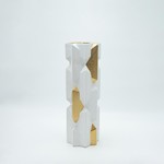 ΒΑΖΟ ΚΕΡΑΜΙΚΟ ΧΡΥΣΟ - ΓΚΡΙ - ΛΕΥΚΟ 12.5x12.5x37.5cm