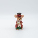 POLYRESIN DECORATIVE, VINTAGE MOUSE WITH TEA CUP, 6.5x10cm