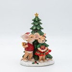 POLYRESIN DECORATIVE, COUPLE MOUSE WITH TREE, LIGHTED, 11x16cm