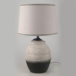 TABLE LAMP, WITH  LINEN  SHADE, CERAMIC, WHITE-GOLD, 25x25x40cm