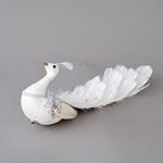 SWAN WHITE, WITH GLITTER AND FEATHERS, 35cm