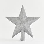 PLASTIC TOP TREE, SILVER STAR, WITH GLITTER,  20cm