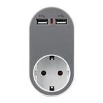 ADAPTOR SCHUKO WITH 2 USB GREY WITH SHUTTER PROTECTION