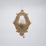 HANGING ORNAMENT, VINTAGE, CHAMPAGNE GLITTER WITH BELLS, 13x8x1.5cm