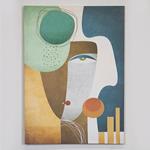 CANVAS  PRINT, ABSTRACT ART,FACE, BROWN- WHITE, 50x70cm
