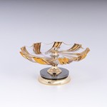 DECORATIVE SWEET JAR GLASS WITH METALLIC ACCENTS GOLD 23x17cm
