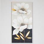 CANVAS WALL ART, FLOWER, WHITE, BLACK & GOLD, 60x90x3cm