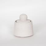 POT WITH TOP, CEMENT,WHITE, 12x12x13.5cm