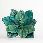 MAGNOLIA, FABRIC, TEAL BLUE, WITH GLITTER, 24x24cm